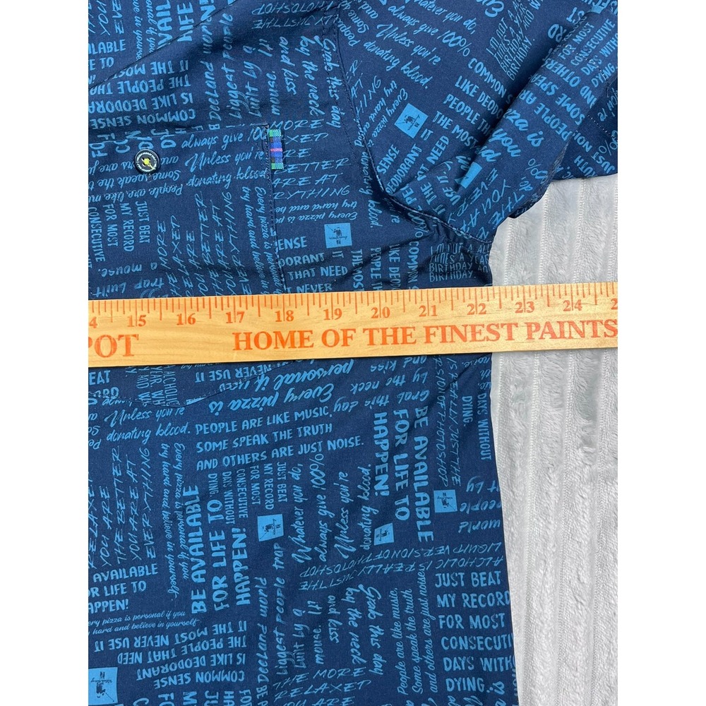 William Murray Golf Button Up Shirt Mens Large Navy Blue Typography Print - Picture 13 of 16